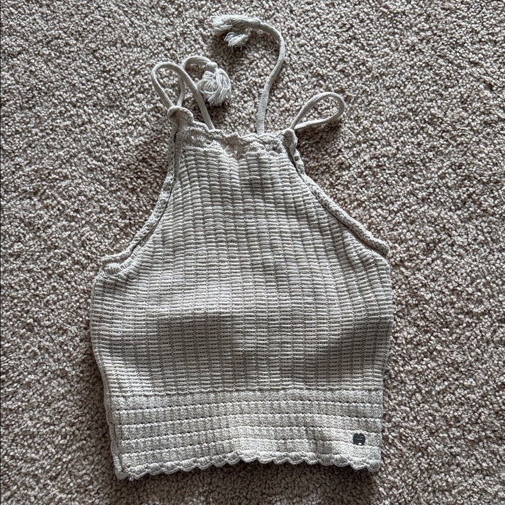 Hollister Boho Knit Cream Knit Halter Top size small